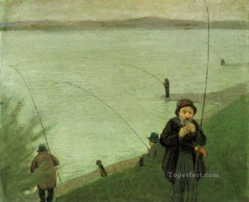 Pescando En El Rin Expresionista Pinturas al óleo